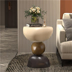 Featured Round End Table, Resin Side Table, Simple Bedside Table, Modern Decorative Table, Multifunctional Sofa Table(White)