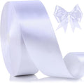 NESCCI 100 Yards Ribbon,1-1/2 Inch White Satin Ribbon,Single Face Satin Ribbons,Perfect for Gift Wrapping,Wedding Decoration,Handmade Bows, Wrapping Bouquet,Halloween,Christmas