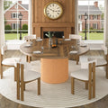 55 inch Round Dining Table for 4-6 People, Modern Farmhouse Dining Kitchen Table with Fluted Cylindrical Pedestal Base for Dining Room, Living Room, Kitchen, (Chairs Not Included)