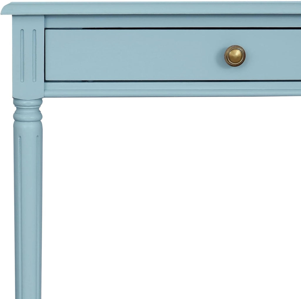 East at Main Lenora Console Table – 23.75” Narrow Entryway Table with Storage & Cane Shelf – Solid Wood Accent for Hallways, Foyers, and Small Spaces – French Country & Traditional Style (Powder Blue)