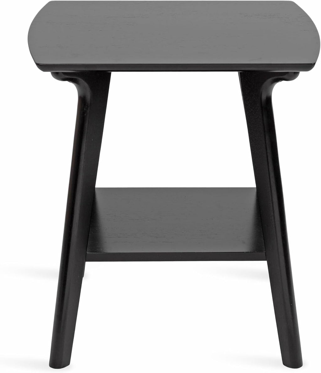 Kate and Laurel Louena Mid-Century Rectangle Wood Side Table, 22 x 20 x 24, Black, Modern Decorative Two-Tier End Table for Use as a Bedroom Nightstand or Apartment Living Room Accent