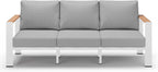 Aluminum Outdoor Patio Furniture 3 Seats, All-Weather Outdoor Patio Sofa with Washable Thick Cushion, Morden Patio Couch for Porch, Balcony, Deck, Yard, White