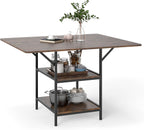 Giantex 47-inches Dining Table for 4-6, Rectangular Kitchen Table with 2 Open Storage Shelves & Sturdy Metal Legs, Farmhouse Dinette Table for Dinner, Dining Room, Living Room, Rustic Brown
