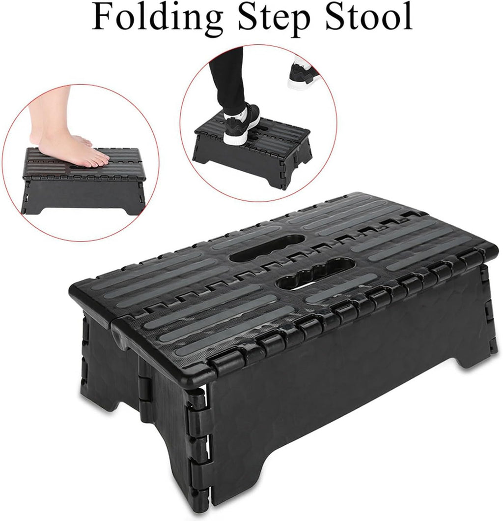 Folding Step Stool, The Lightweight Step Stool, Portable Folding Step Stool Black Step Ladder for Adults Seniors at Home, Kitchen, Bathroom, Bedroom, Closet