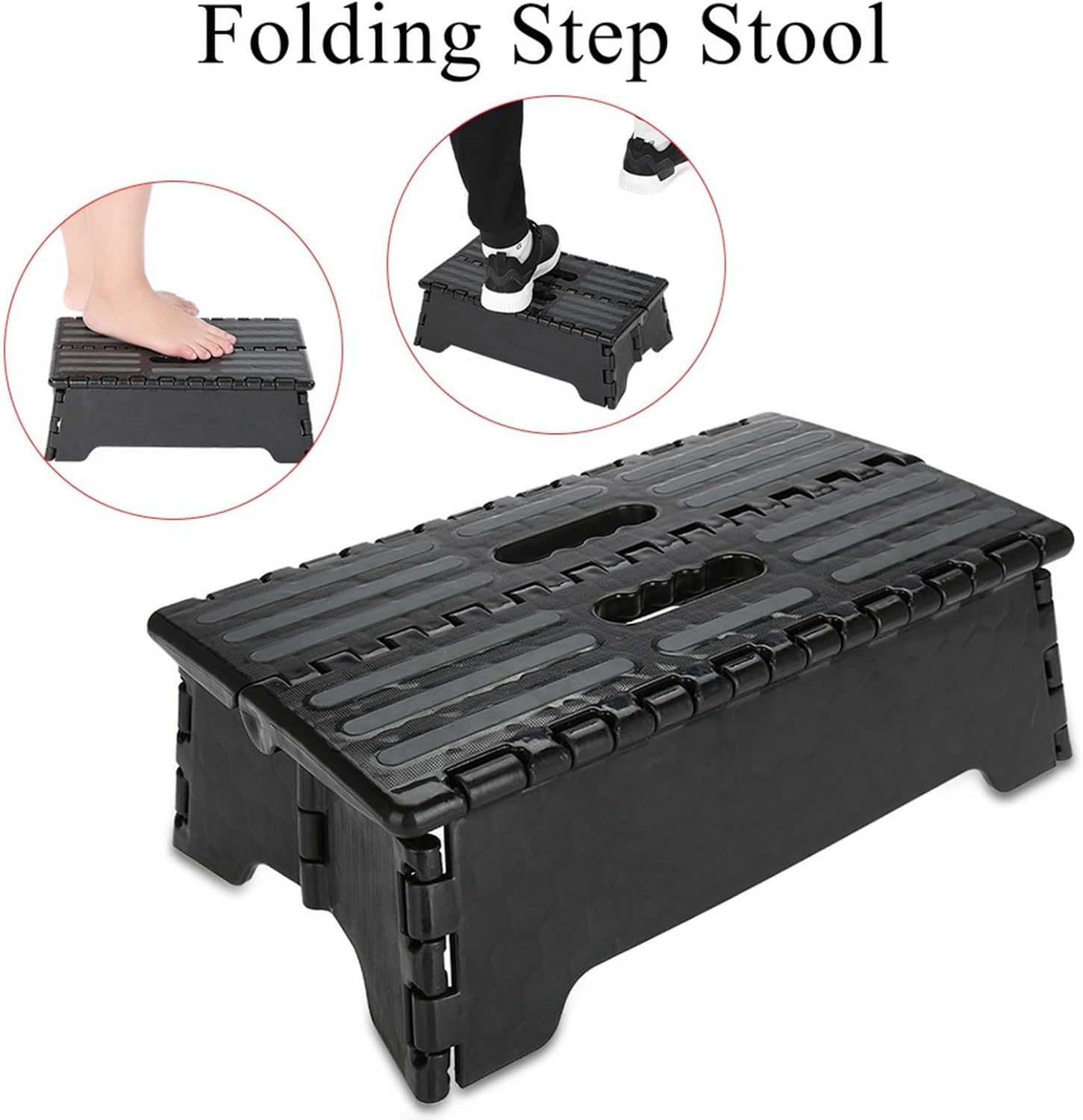 Folding Step Stool, The Lightweight Step Stool, Portable Folding Step Stool Black Step Ladder for Adults Seniors at Home, Kitchen, Bathroom, Bedroom, Closet