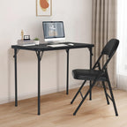 BOOSDEN Folding Card Table and Chairs Set for Indoor Outdoor, 2 Pack, Black | Portable Foldable Table and Chair, Space-saving Table with Chairs Set for Dining, Game, Camping, Apartment