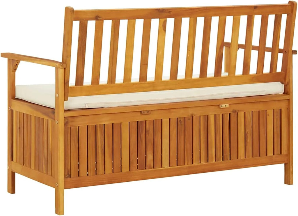 Gecheer Storage Bench Rustic Solid Acacia Wood 120x63x84 cm for Garden Outdoor Patio