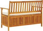Gecheer Storage Bench Rustic Solid Acacia Wood 120x63x84 cm for Garden Outdoor Patio