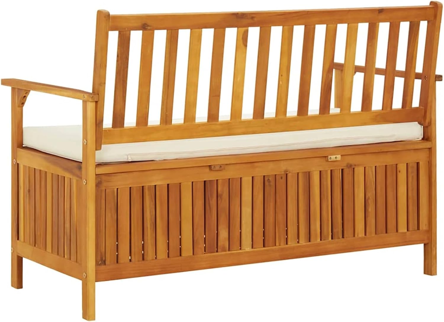 Gecheer Storage Bench Rustic Solid Acacia Wood 120x63x84 cm for Garden Outdoor Patio