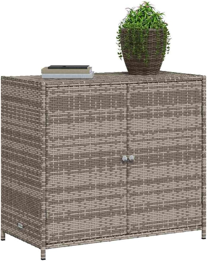 Grey Outdoor Storage Cabinet for Patio and Garden with 4 Shelves, Durable PE Rattan Construction, Weather Resistant Design, Ample Space for Cushions and Supplies