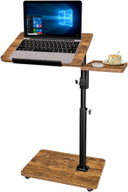 End Table Adjustable Height, 22.8"L Side Table Tv Tray with Wheels, 90° Tilting Panel Couch Table That Slides Under, Small End Table for Small Spaces, Overbed Bedside Desk Mobile Rolling Laptop Stand