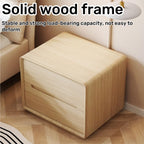 Modern Nightstand, Solid Wood Bedside Table, Simple Night Stand with 2 Drawers, Full-Floor Design Side Table for Bedroom, Living Room(Beige,15.7in)