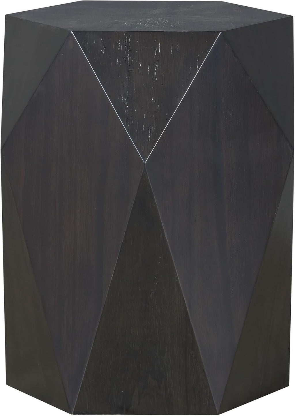 Acme Hanniel Contemporary Wood Hexagonal End Table in Antique Black