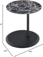Small Drink Table,Height Adjustable Pedestal Table, Martini Tables, Side End Tables with Round Marble Top,Increase Size and Weighted Base for Small Spaces Living Room,Bedroom - Black