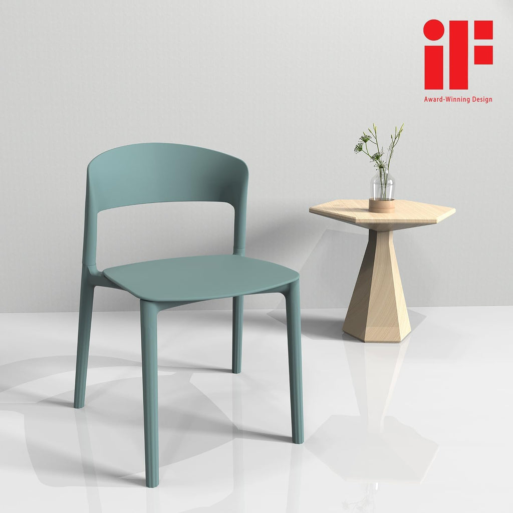 LESHI Plastic Dining Chairs,Modern Dining Chairs Quick Assembly Simple Kitchen Chairs for Indoor or Outdoor (Cyan Blue, 3 Pack)