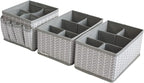 VERONLY Cosmetic Storage Bins Makeup Organizer, Adjustable Multifunction Storage Box Desk Drawer Divider for Makeup Brushes, Bathroom Countertop or Dresser, Set of 3 (Grey)
