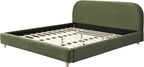 Virubi California King Size Upholstered Bed Frame with Curve Shaped Headboard, Modern Upholstered Platform Bed with Solid Wood Legs, Easy Assembly (California King,Olive Green)