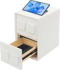 Modern Minimalist End Table, with 2 Drawers Bedside Table, Bedside Nightstand for Bedroom, Living Room, Office, 15.75x11.81x19.69 Inches (White)