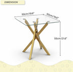 Small Side Table with Chromed Legs, Tempered Glass Square Modern End Table Sofa Table for Living Room Home Office (1, Gold, 20"×20"×22")