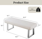 JIEXI 45.3" Upholstered PU Leather Bedroom Bench Footstool with Metal Legs | Sturdy Silver Plated Chrome Legs, Padded Seat, Space Saver, for Bedroom Entryway Living Room Window