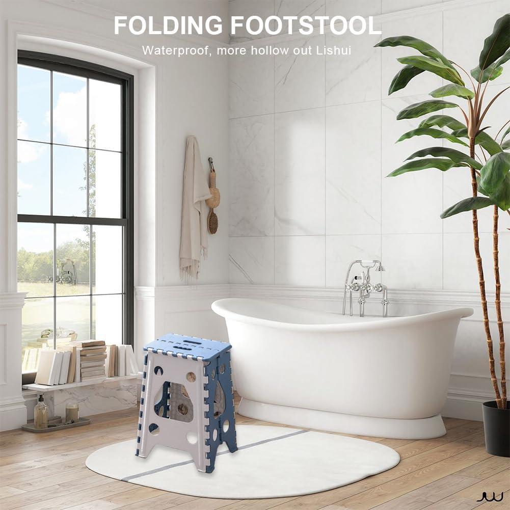 Folding Step Stool 18in Heavy Duty Step Stools for Adults Non Slip Folding Stool with Handle Portable Foldable Step Stool for Kitchen Bathroom Bedroom-Up to 400LBS