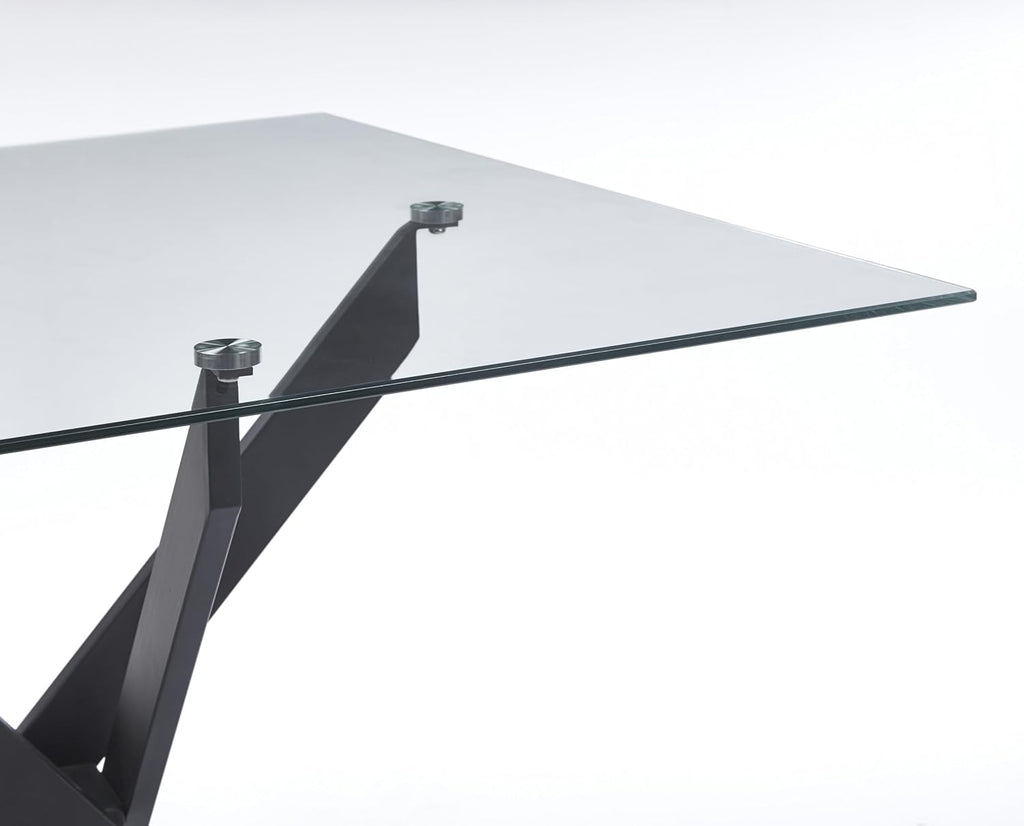 Square Dining Table for 4, 36" Modern Glass Kitchen Dining Room Table with Black Metal Cross Legs, Tempered Glass Tabletop, Perfect for Dinner Kitchen Living Dining Room