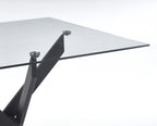 Square Dining Table for 4, 36" Modern Glass Kitchen Dining Room Table with Black Metal Cross Legs, Tempered Glass Tabletop, Perfect for Dinner Kitchen Living Dining Room