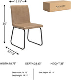 Signature Design by Ashley Pharwynn Casual Indoor Faux Leather Upholstered Armless Dining Chair with Sled Base, Set of 4, Light Brown & Black