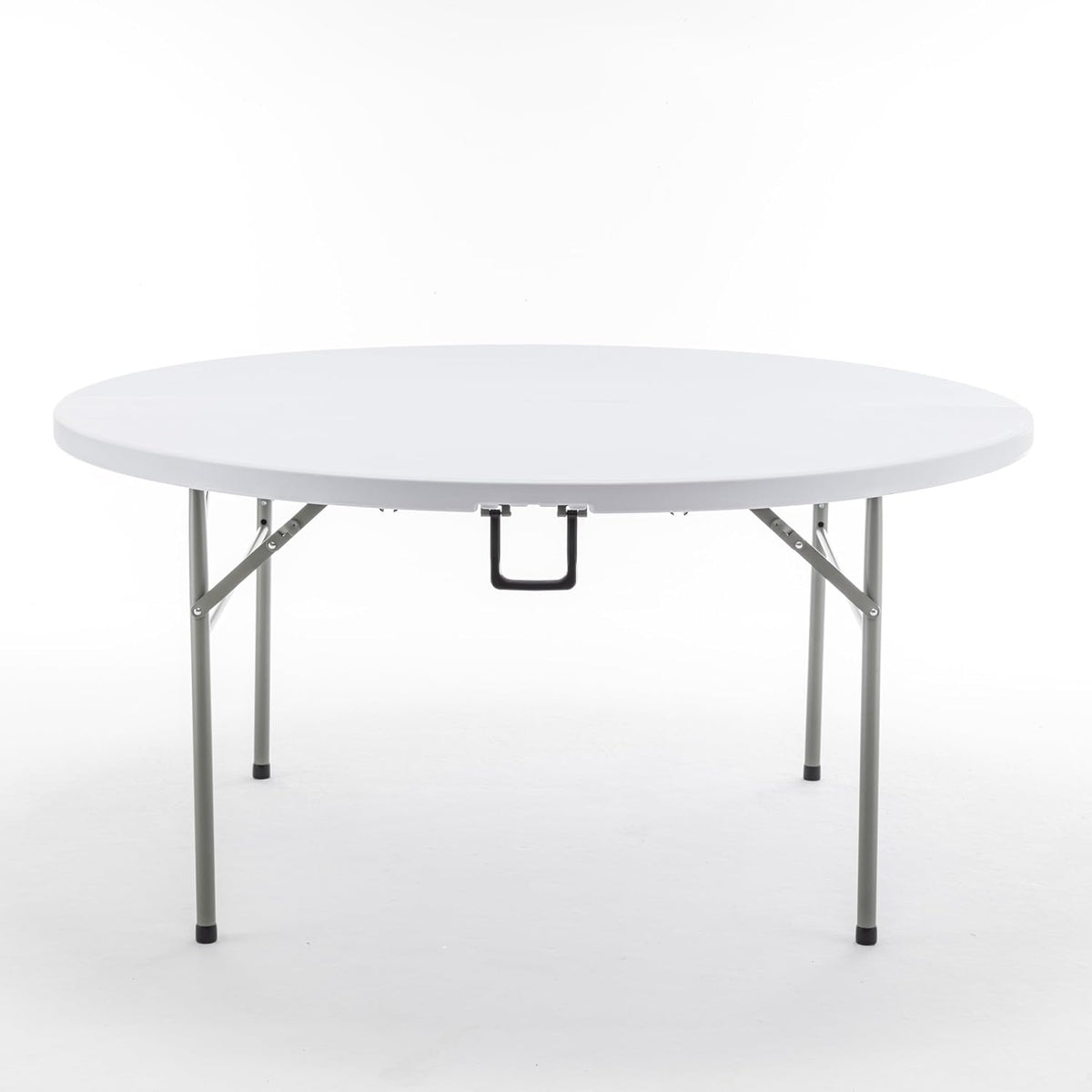 BTEXPERT 60 Inch Round Plastic Folding Table, Commercial Grade, Seats 8-10, Indoor Outdoor Banquet Wedding Party Event Dining White