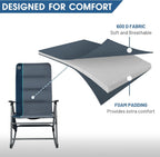 Timber Ridge Oversized Folding Rocking Camping Chair, Padded Outdoor Rocker with High Back, Portable Outdoor Chair for Patio, Garden, Lawn, Supports up to 400 lbs, Blue, 2 Pack