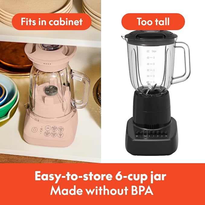 bella 10 Speed Countertop Blender, Juicer & Smoothie Maker, Fits-anywhere™ Kitchenware, Slim Flip & Store Design, Dishwasher Safe 48oz Capacity Pitcher & Lid, Stainless Steel Blade, 450 Watt, Blossom