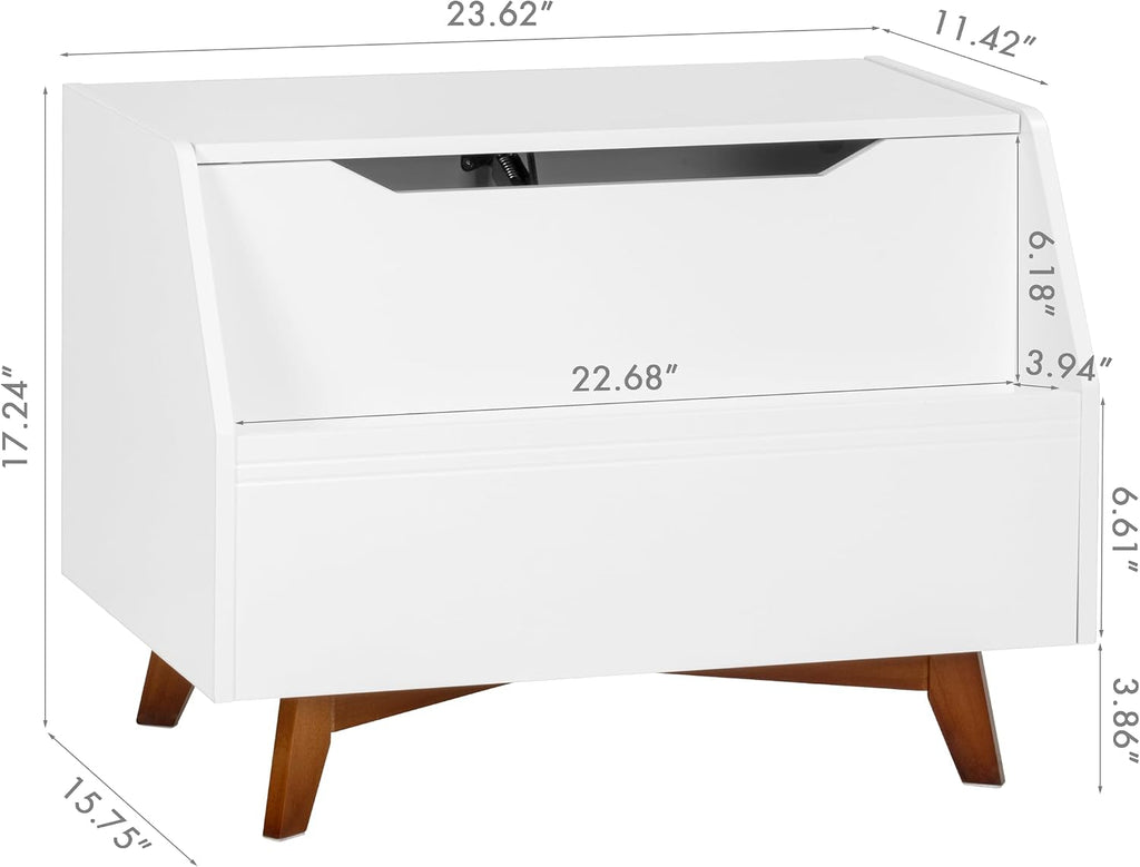 UTEX Kids Toy Box, Toy Chest with Bookshelf, Kids Storage Organizer Bench | Wooden Toy Trunk With Lit, Gently Tapered Solid Wood Legs, Boys and Girls, Toy Room, Small Room, Playroom, Gift, White
