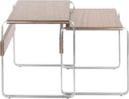 Side Mid-Century Modern Nesting Tables in Stainless Steel and Walnut | Two-table set with walnut wood tops and stainless steel bases