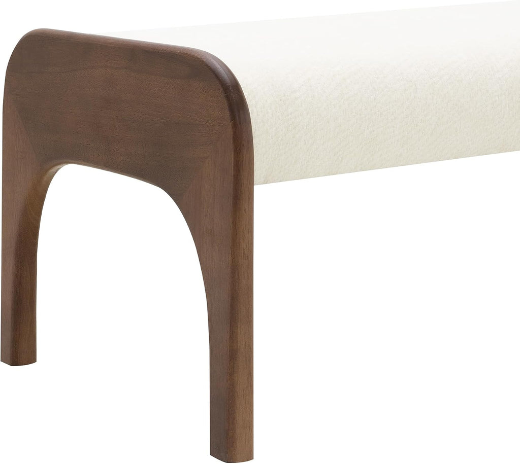 GDFStudio 50.25" Upholstered Long Bench, Modern Chenille Dining Bench with Solid Wood Legs, Padded Entryway Bench Seat for Bedroom End of Bed Kitchen Hallway Living Room, Beige