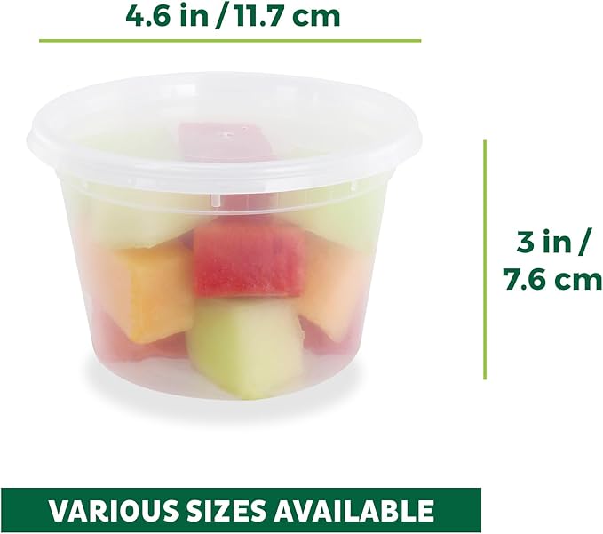 Freshware Food Storage Containers [36 Set] 16 oz Plastic Deli Containers with Lids, Slime, Soup, Meal Prep Containers | BPA Free | Stackable | Leakproof | Microwave/Dishwasher/Freezer Safe
