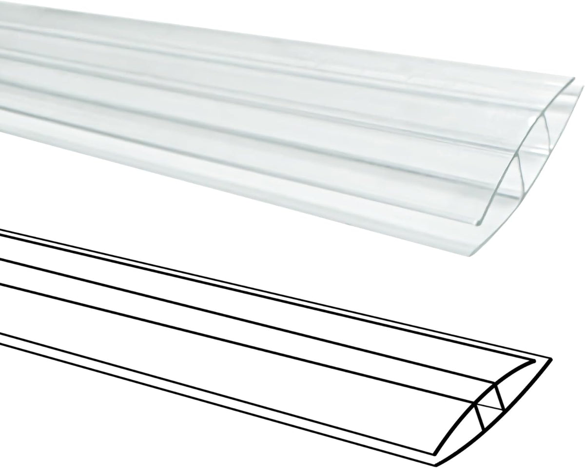 10 PCS Polycarbonate Greenhouse H-Clip Connectors 4ft Length, Fits 0.24’’ & 0.32’’ Twin-Wall Polycarbonate Panels Duty Dust, Rain & Moisture Protection Durable (H-Clip 4' × 2.16’’ × 0.32’’)