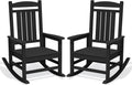 KINGYES Oversized Outdoor Rocking Chairs Set of 2, HDPE Porch Rocker, Black | - Rocking Chairs for Outdoor with Wide Seat - 350LBS Support for Adults