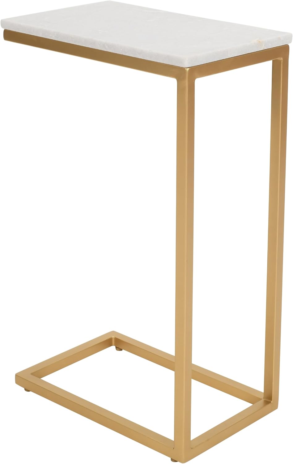 Jofran Aurora Marble Top C-Table Set of 2 with Iron Frame, Modern Accent Side Table for Living Room Bedroom, Gold
