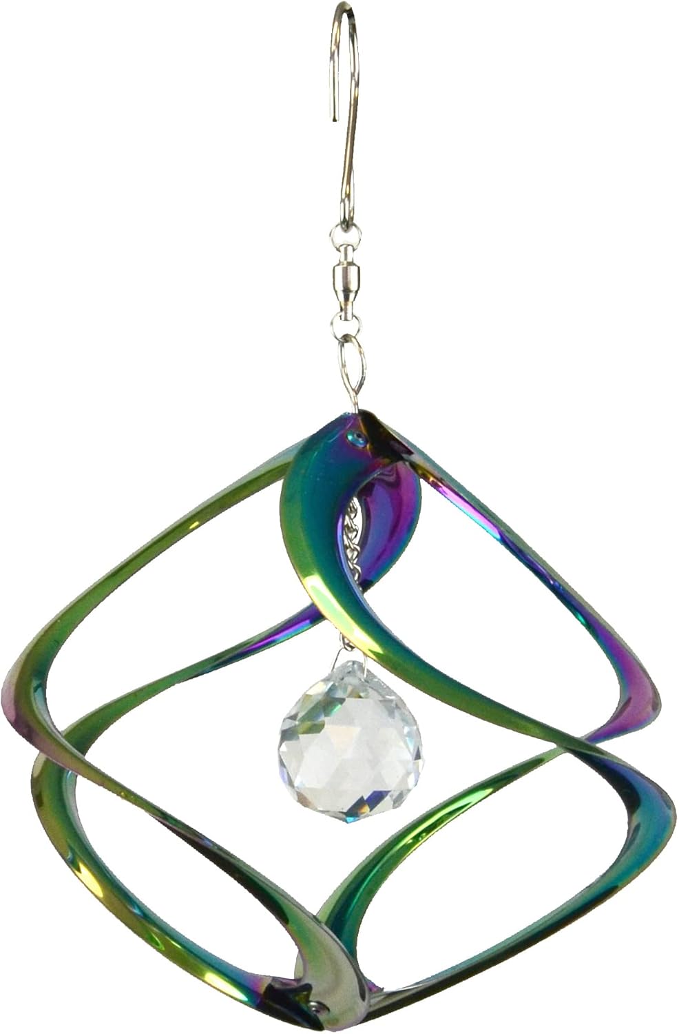 Red Carpet Studios The Original Helix Cosmix Wind Spinner Indoor/Outdoor 3-Dimensonal Garden Decor, 11-Inch, Rainbow - Crystal