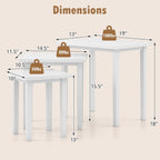 Giantex Nesting Tables Set of 3, Farmhouse Stacking Side Table with Rubber Legs, Wooden Rectangle Accent End Table, Nesting Coffee Tables for Living Room Bedroom (White)