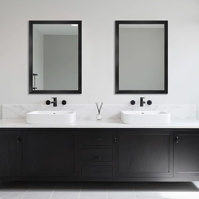 Ruomeng Rectangular Wall Mirror 24"x36" for Bathroom, Bedroom, Entryway, Living Room, Black