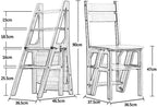 Convertible Ladder Chair, Multifunction Wood Ladder Stool Innovative Step Stool Transforming Folding Fold Up Ladder Kitchen Office Library Steps, White