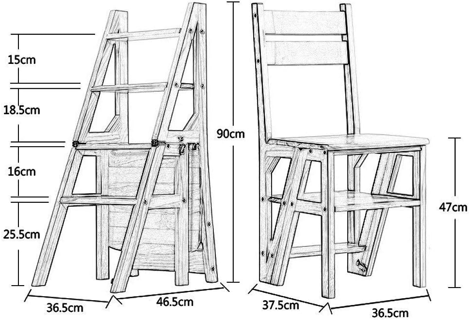 Convertible Ladder Chair, Multifunction Wood Ladder Stool Innovative Step Stool Transforming Folding Fold Up Ladder Kitchen Office Library Steps, White