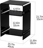 Acrylic Record Player Table with Storage Shelf, Clear Side Table Nightstand (Black, Medium)