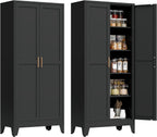 71” Tall Metal Kitchen Pantry Cabinet, Kitchen Storage Cabinets, Steel Cupboard with 2Doors and 4 Adjustable Shelves for Dining Room, Bathroom, Living Room