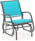 Giantex Swing Glider Chair W/Study Metal Frame Comfortable Patio Chair Love-Seat for Garden, Porch, Backyard, Poolside, Lawn Outdoor Rocking Chair (1, Turquoise)