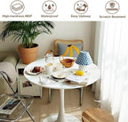 23.4" Tulip Dining Table, White, Perfect for 2-4 People, Mid-Century Modern Style, Round MDF Top with Sturdy Base for Dining Room, Living Room, Cafe