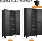 75" Metal Kitchen Pantry Cabinet with Dual Opening Design, Tall Storage Cabinet with Large Capacity, Freestanding Cupboard,Ideal for Small Space Organization, Black