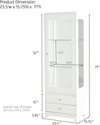 Freestanding Wine Cabinet, Upholstered Glass Door Bar Cabinet, 180° Viewing, 5-Color Ceiling Light, Adjustable Shelves, for Home or Dining Room, White