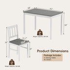 5-Piece Dining Table Set for 4, Solid Wood Farmhouse Rectangular Kitchen Table Set with 4 Chairs, Space-Saving Wooden Dinette Set for Small Space, Dining Room, Breakfast Nook, Grey & White